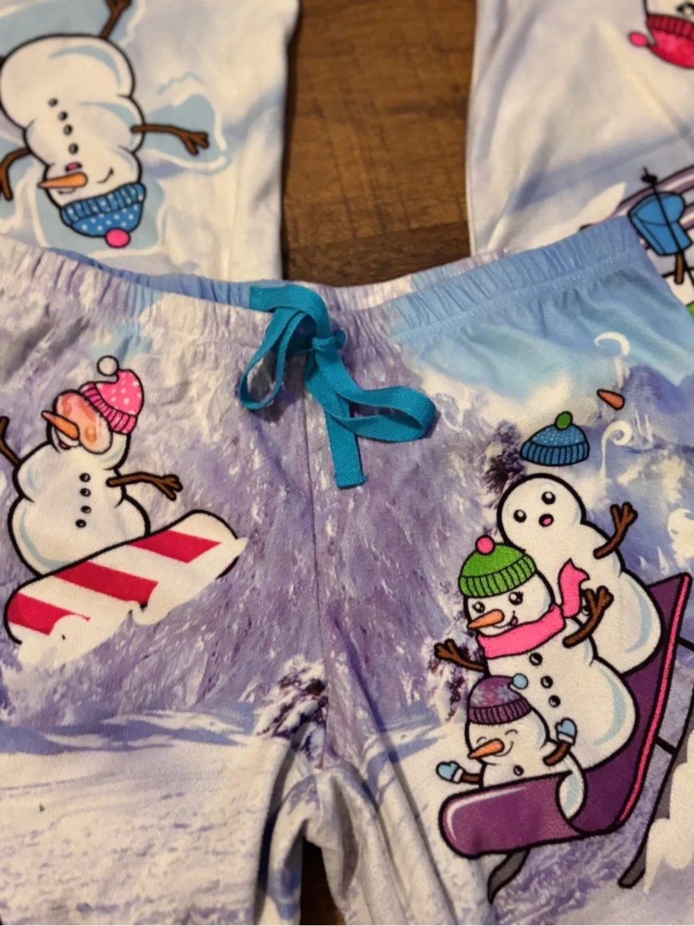Justice Purple Snowman Print Pajama Bottoms